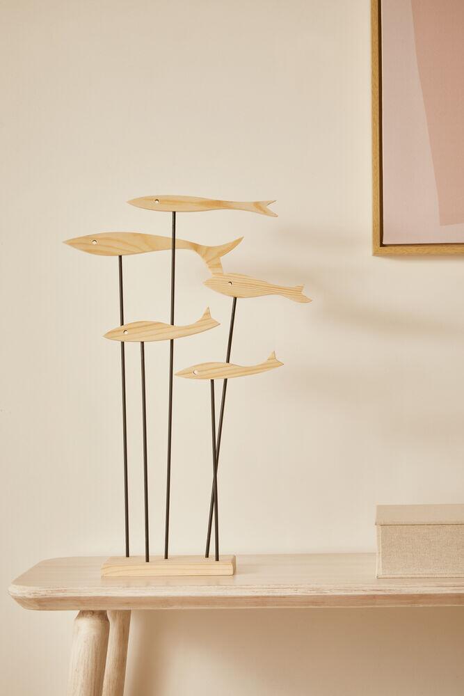 Adorno Cardume Natural Madeira 48x31x10cm Mart Collection