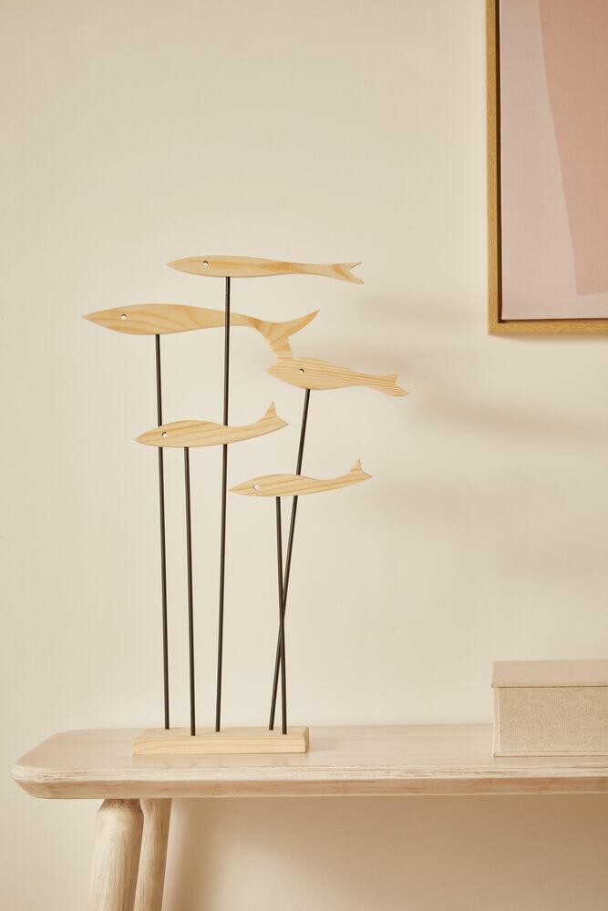 Adorno Cardume Natural Madeira 48x31x10cm Mart Collection