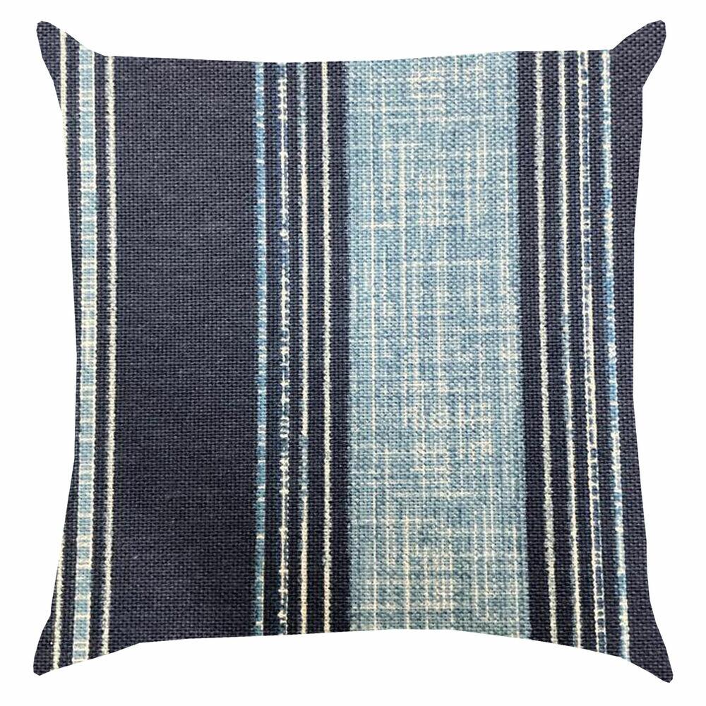 Almofada Astúrias Listrada 43x43cm Azul e Branco Diagonal