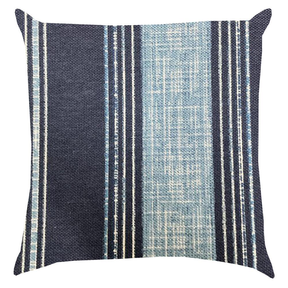 Almofada Astúrias Listrada 43x43cm Azul e Branco Diagonal