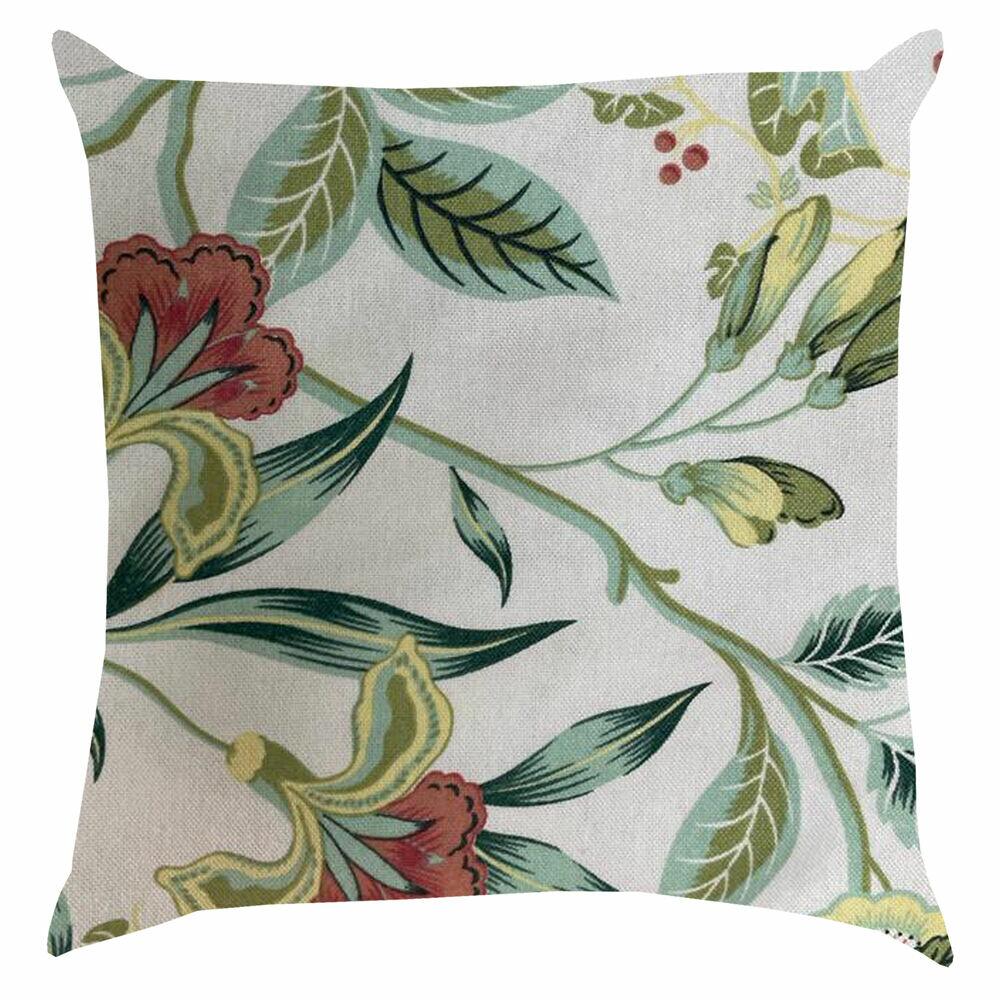 Almofada Astúrias Folhas Verde Branco Diagonal