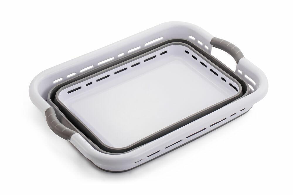 Cesto de Silicone Retrátil 37L 61x43,8x27cm Cinza Casa&Ideia