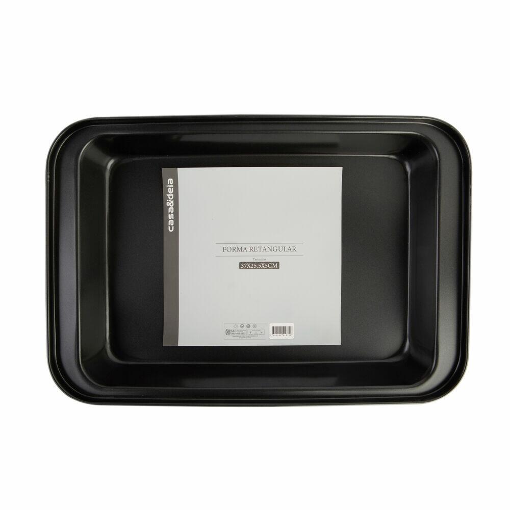 Forma de Aço Antiaderente Retangular 37x25,5x5cm Preto Casa&Ideia