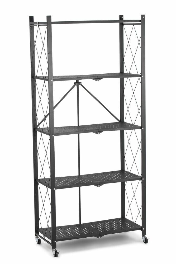Estante de Ferro Dobrável 71,5X36,5X163cm Preto Diagonal