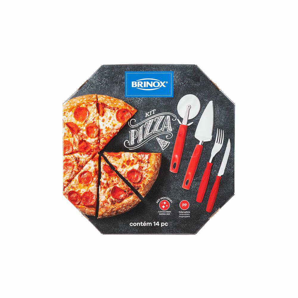 Kit com 14 Utensílios para Pizza Vermelho Brinox