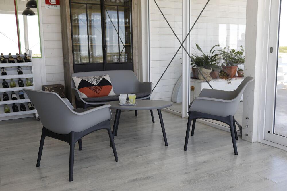 Conjunto de Jardim Luxor Plástico 4 Peças Cinza Fascino