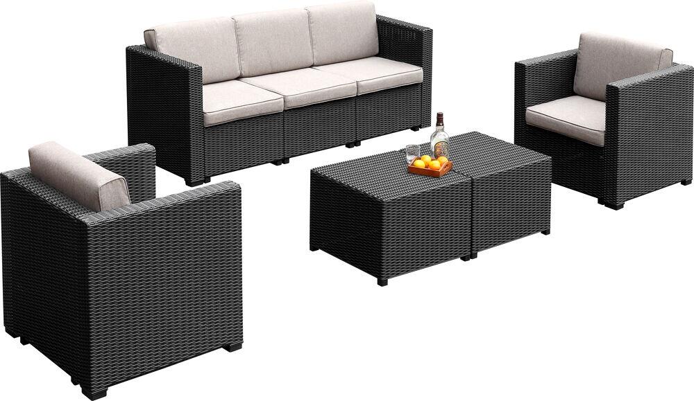 Conjunto Atenas Plástico 4 Peças Preto Fascino