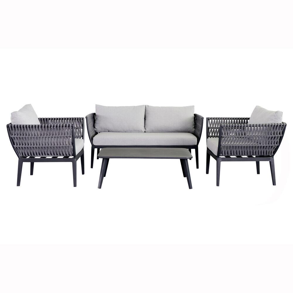 Conjunto de Jardim Lisboa Alumínio 4 Peças Cinza Fascino