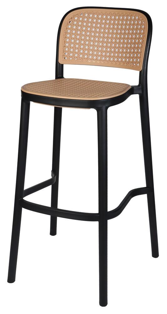 Banqueta Elegante Palha Natural Preto Diagonal