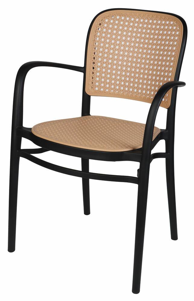 Cadeira Elegante Palha Preto Diagonal