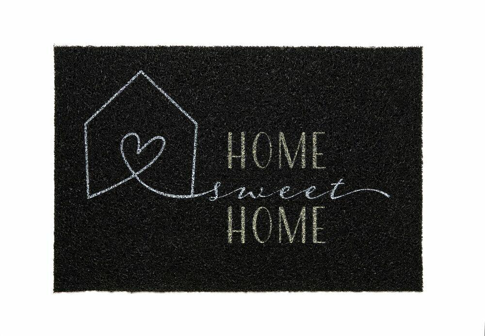 Capacho de Vinil Tapete Home Sweet Home 40X60cm Preto Kapazi