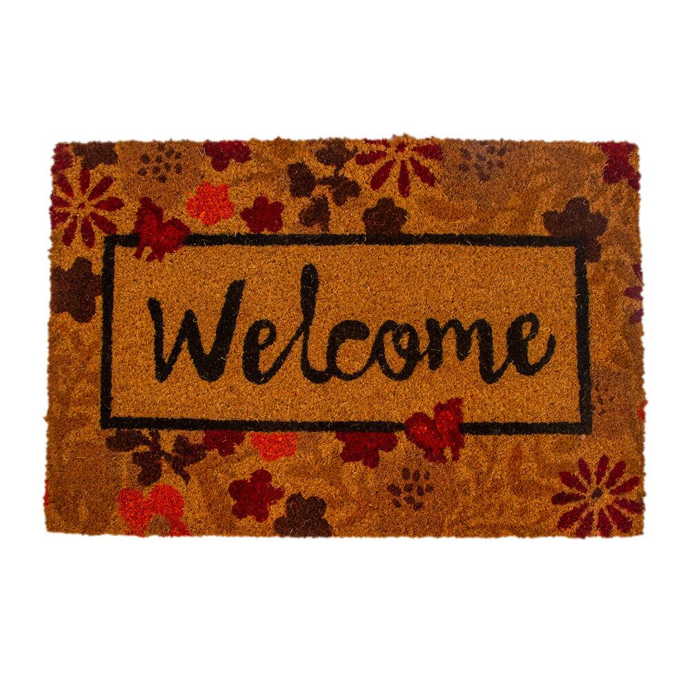 Tapete Capacho Welcome Floral 40x60cm Multicolor Diagonal
