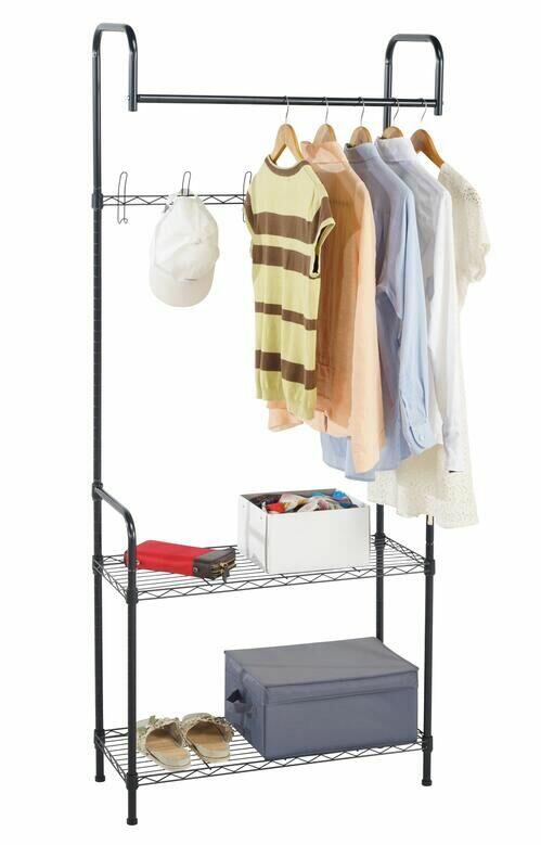 Estante Closet Aço 30x75x180cm Preto Casa&Ideia
