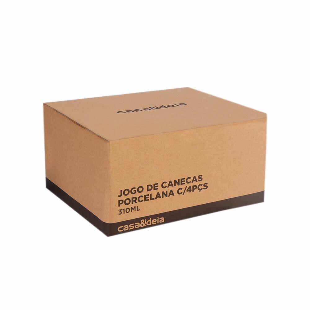 Jogo de Canecas Porcelana 4 Peças 310ml Casa&Ideia