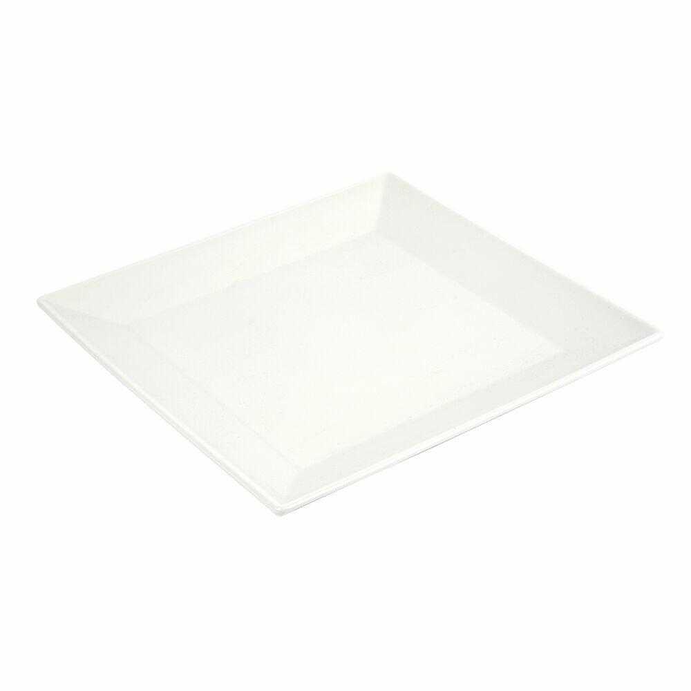 Prato de Porcelana Raso Square 27cm Branco Casa&Ideia