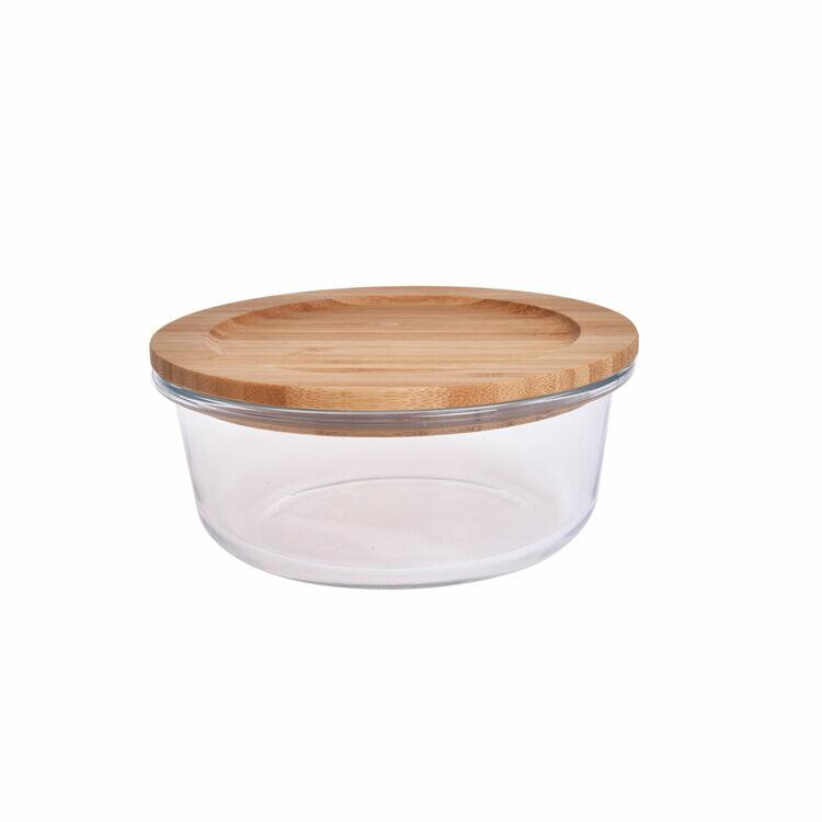 Pote de Vidro Hermético Com Tampa Bambu Redondo 650ml Casa&ideia