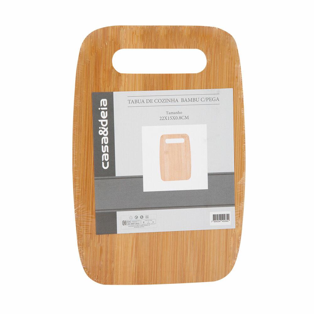Tabua de Cozinha com Pegador Bambu 22x15cm Casa&Ideia