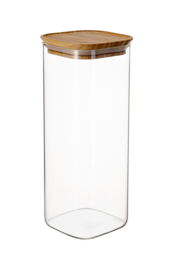 Pote de Mantimentos Hermético Com Tampa Bambu Vidro 1,9L Casa&ideia