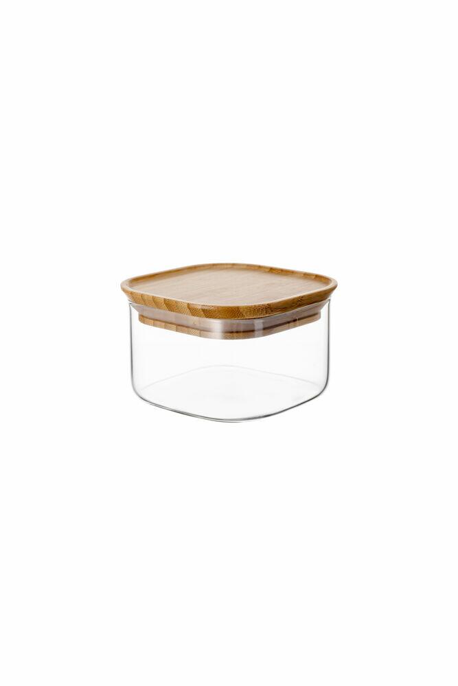 Pote de Mantimentos Hermético Com Tampa Bambu Vidro 400ml Casa&ideia