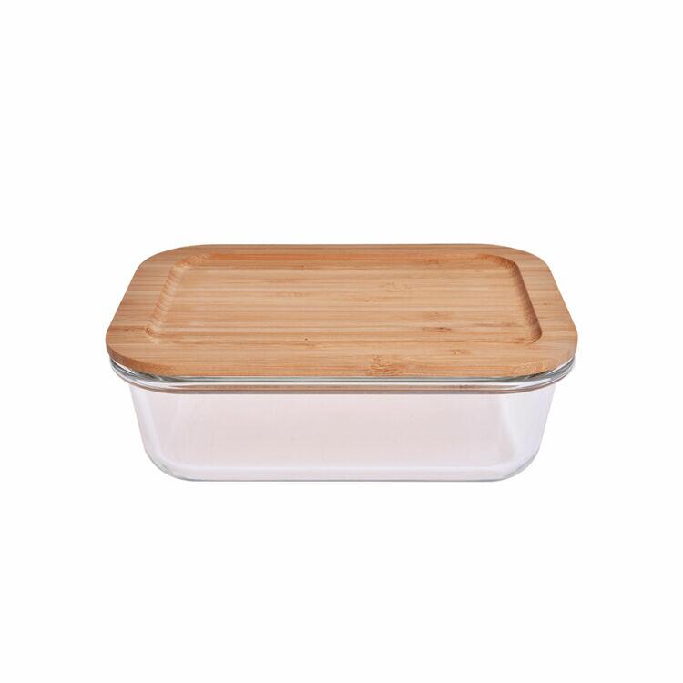 Pote de Vidro Hermético Com Tampa Bambu Reto 1050ml Casa&ideia