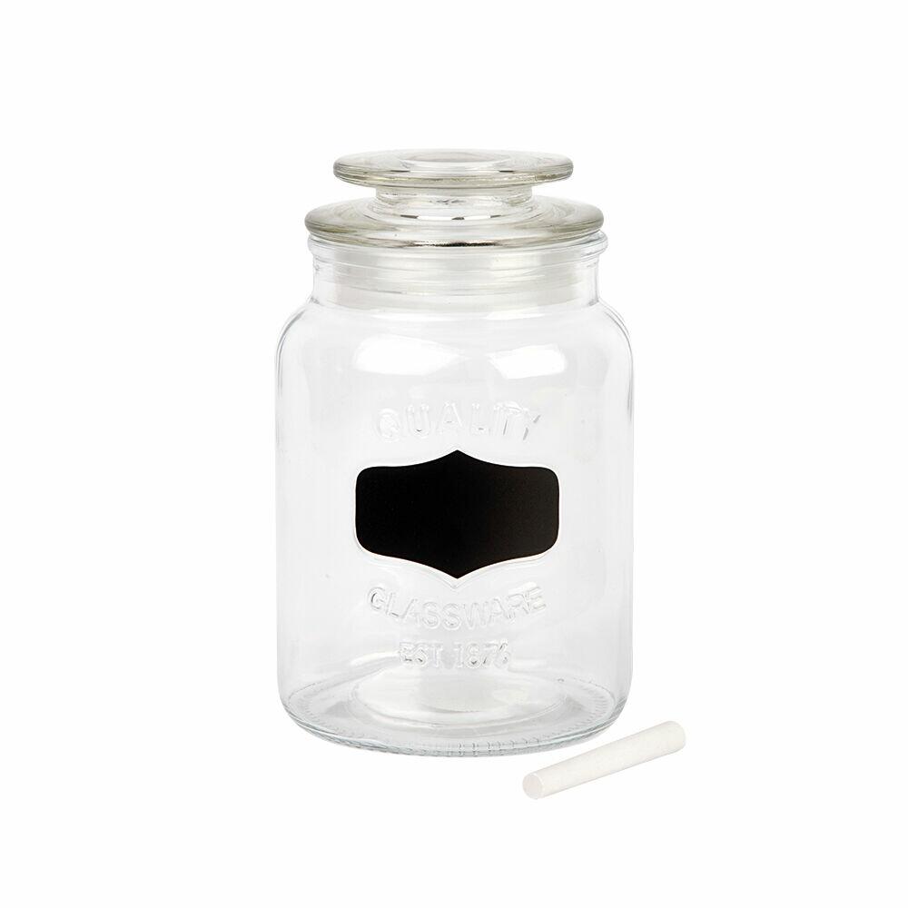 Pote Vidro 1l Lousa Transparente Casa&Ideia