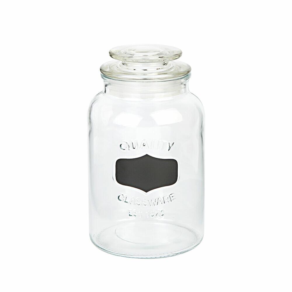 Pote de Vidro Lousa com Tampa 1,5L Transparente Casa&Ideia