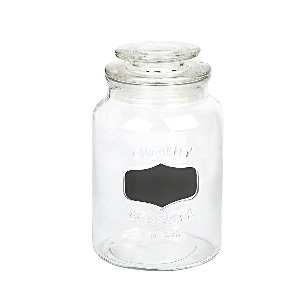 Pote de Vidro Lousa com Tampa 1,25L Transparente  Casa&Ideia