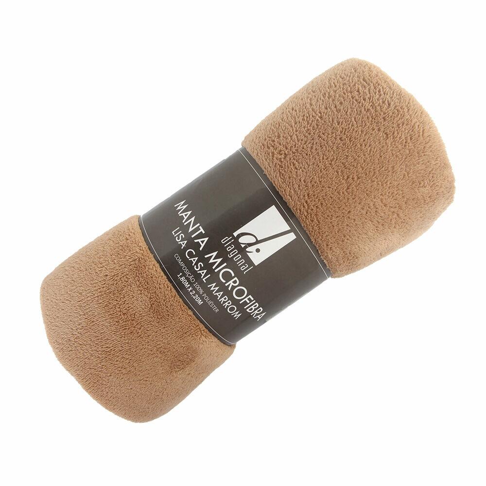 Manta Microfibra Lisa Casal 1,80x2,20m Marrom Diagonal
