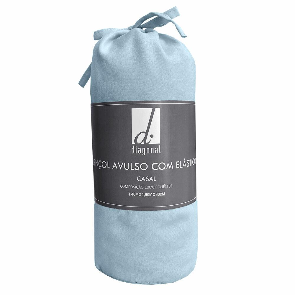 Lençol Avulso Casal Com Elástico 140x190cm Azul Diagonal