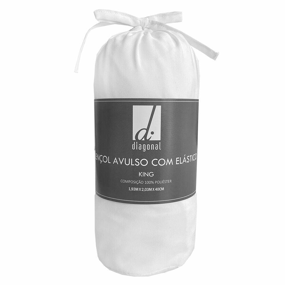 Lençol Avulso King Com Elástico 193x203cm Branco Diagonal
