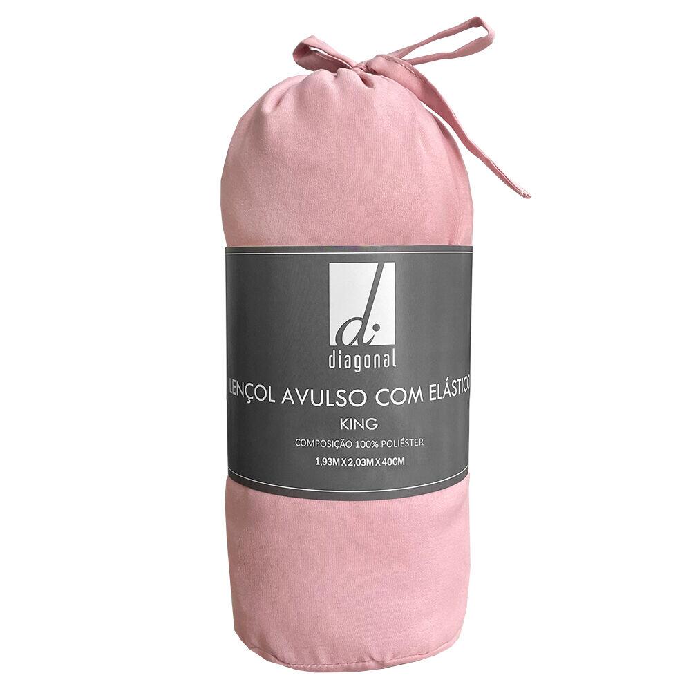 Lençol Avulso King Com Elástico 193x203cm Rose Diagonal