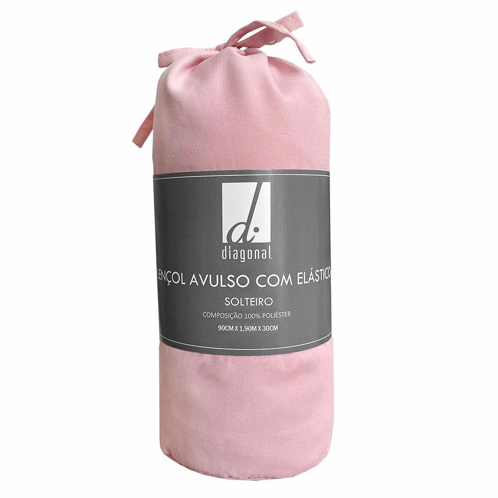 Lençol Avulso Solteiro com Elástico 90x190 Rose Diagonal
