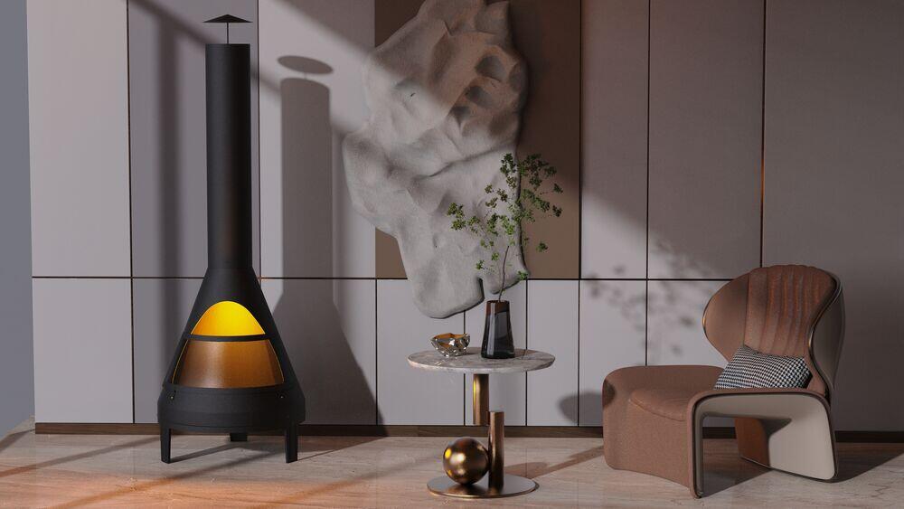 Lareira Genebra Aço Carbono 60x178 Preto Fascino