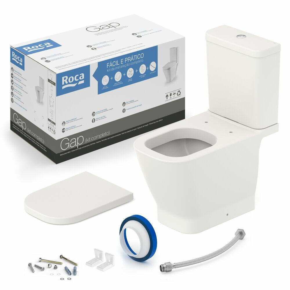 Kit Vaso Sanitário com Caixa Acoplada Acionamento Duplo 3/6L Gap Branco Matte Incepa