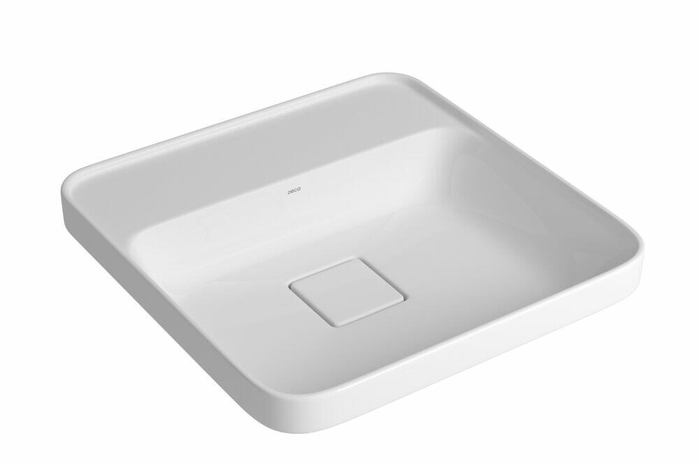 Cuba para Banheiro de Sobrepor Louça com Mesa Slim Branco Quadrada 40cm Deca