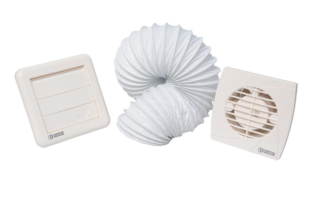 Kit Exaustão 3 Peças Axial 220V 12cm Branco Gelo Distak