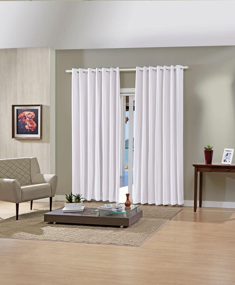 Cortina Pratika de Poliéster 2,60x1,70m Branco Bella Janela