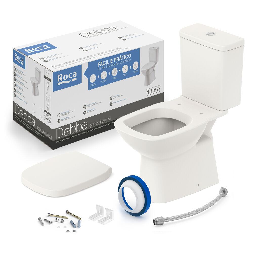 Kit Vaso Sanitário com Caixa Acoplada Debba Classic Acionamento Duplo 3/6L Beige Roca