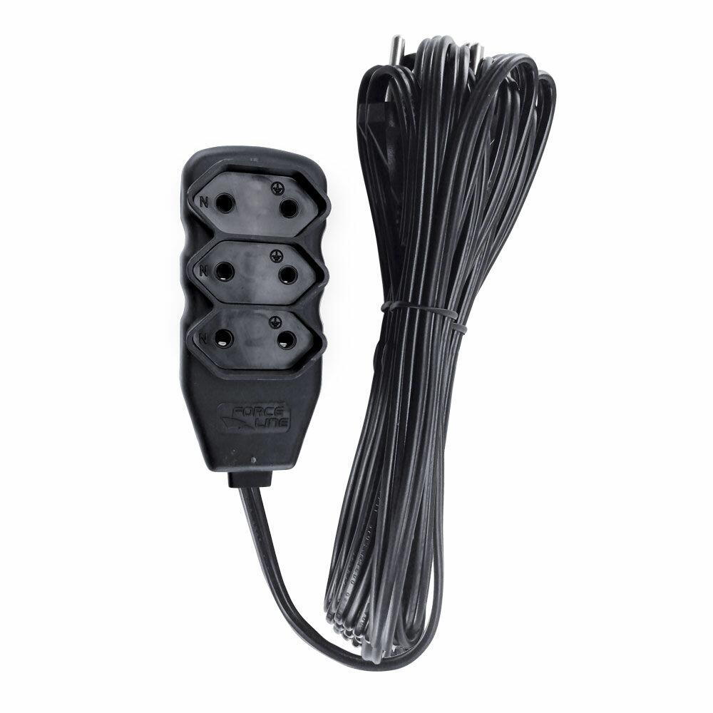Extensão 10m 3 Tomadas Slim Bipolar Force Line