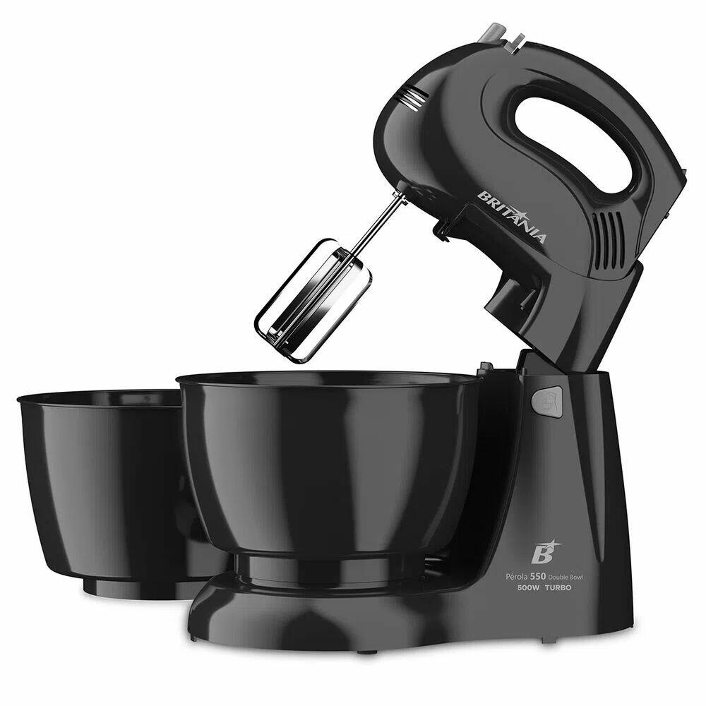 Batedeira Double Bowl Perola Turbo Britânia 500W Preta