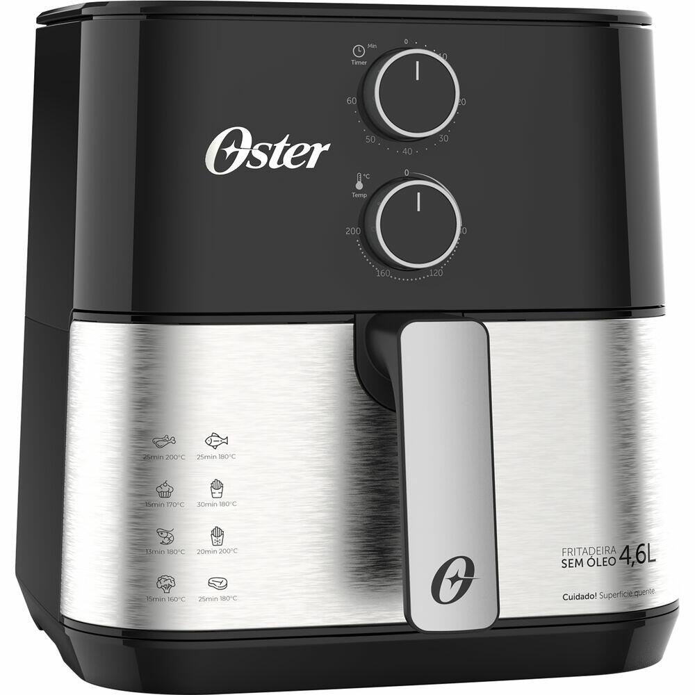 Fritadeira Air Fryer Oster Compact 4,6L Inox/Preto