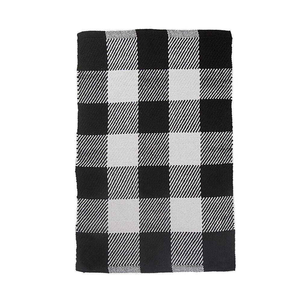 Tapete com Bainha de Algodão 60x90cm Dover Black Natural Diagonal