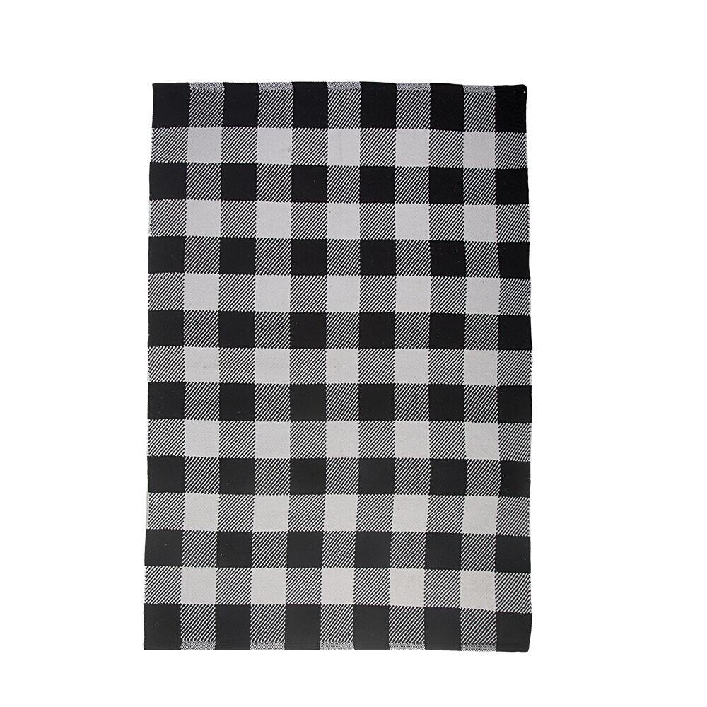 Tapete com Bainha de Algodão 120x180cm Furl Black Natural Diagonal