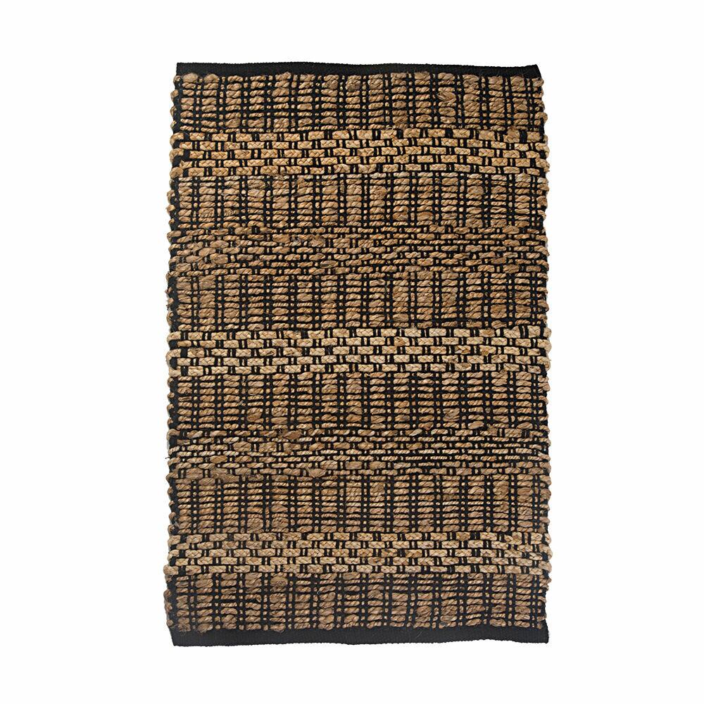 Tapete de  Juta Algodão 60x90cm Gordes Black Natural Diagonal