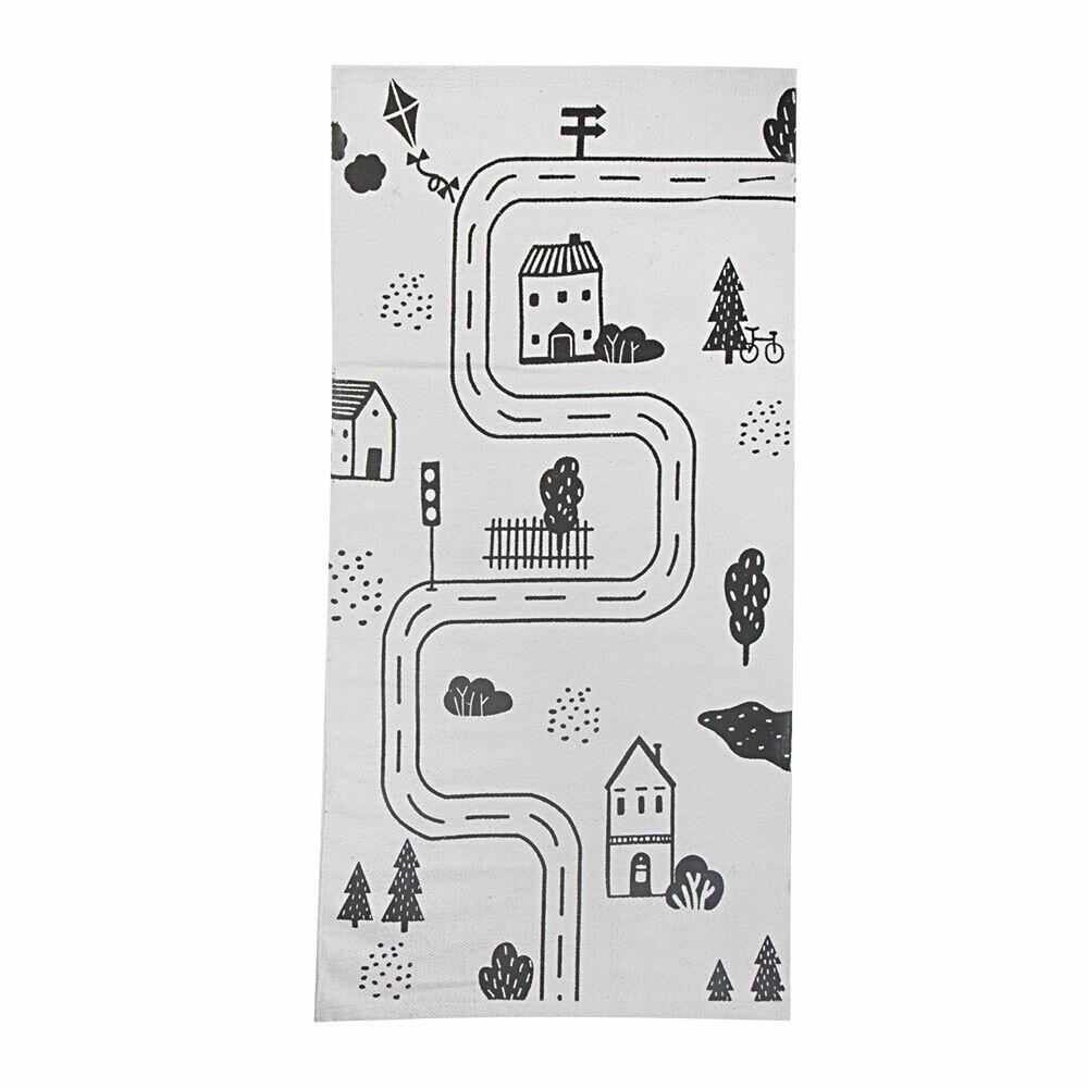 Tapete com Bainha de Algodão 70x140cm Bruge Black Natural Diagonal