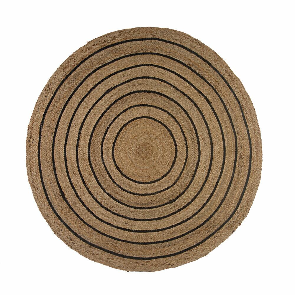 Tapete de Algodão Juta 120cm Koa Natural Redondo Diagonal