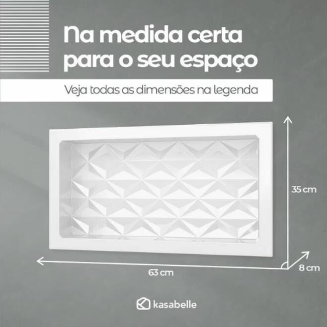 Nicho Tradicional Branco Gelo em ABS 3D 63x35 Kasabelle