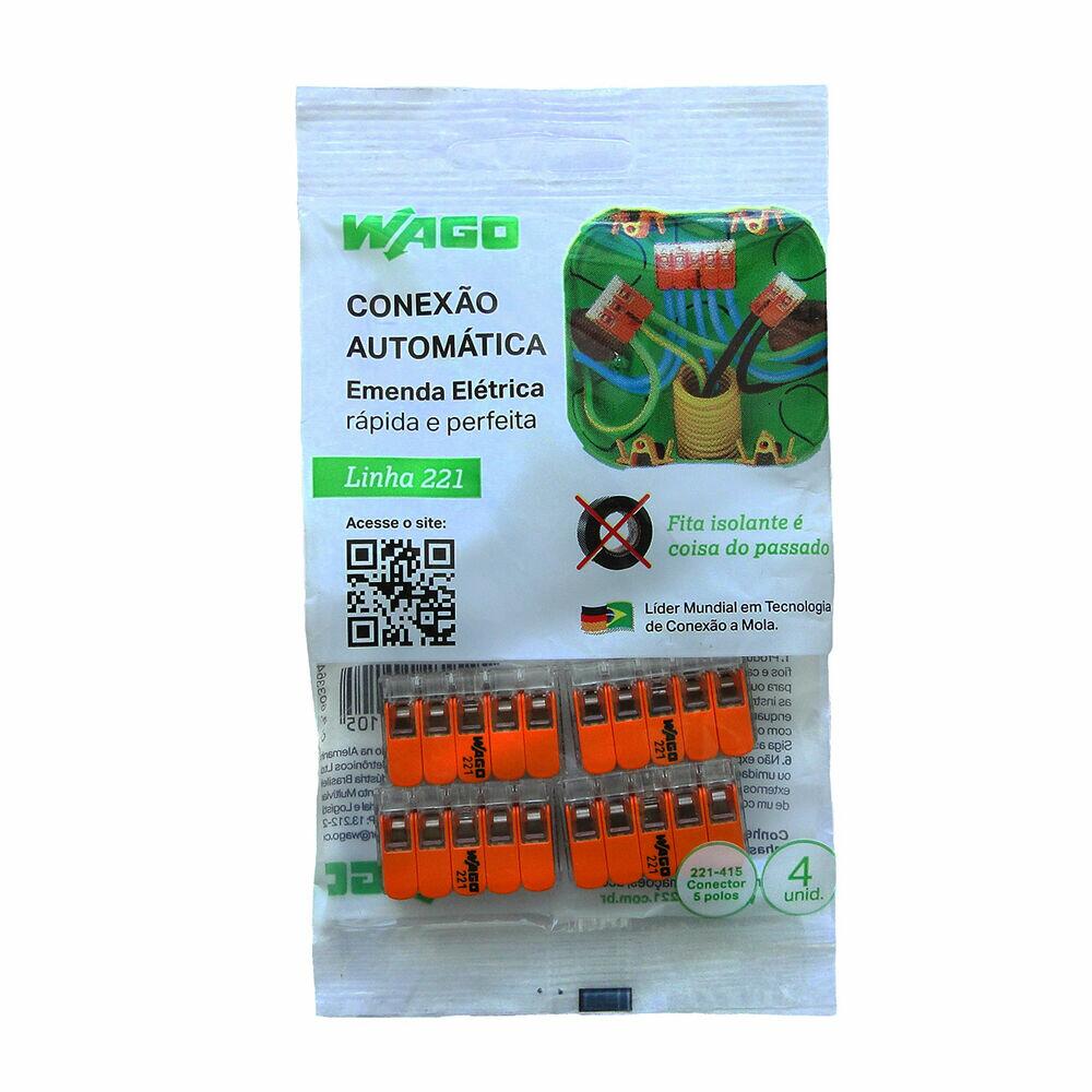 Conector de Emenda 32A 5 Polos Flowpack Wago