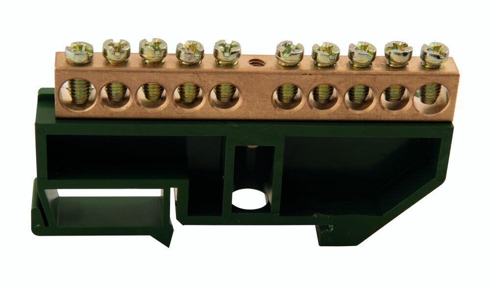 Barramento para Quadro Terra DIN com 10 Ligações Verde Tramontina