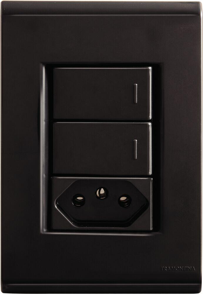 Conjunto 3 Seções Liz 2 P+T 10A 250V Grafite Escuro Tramontina